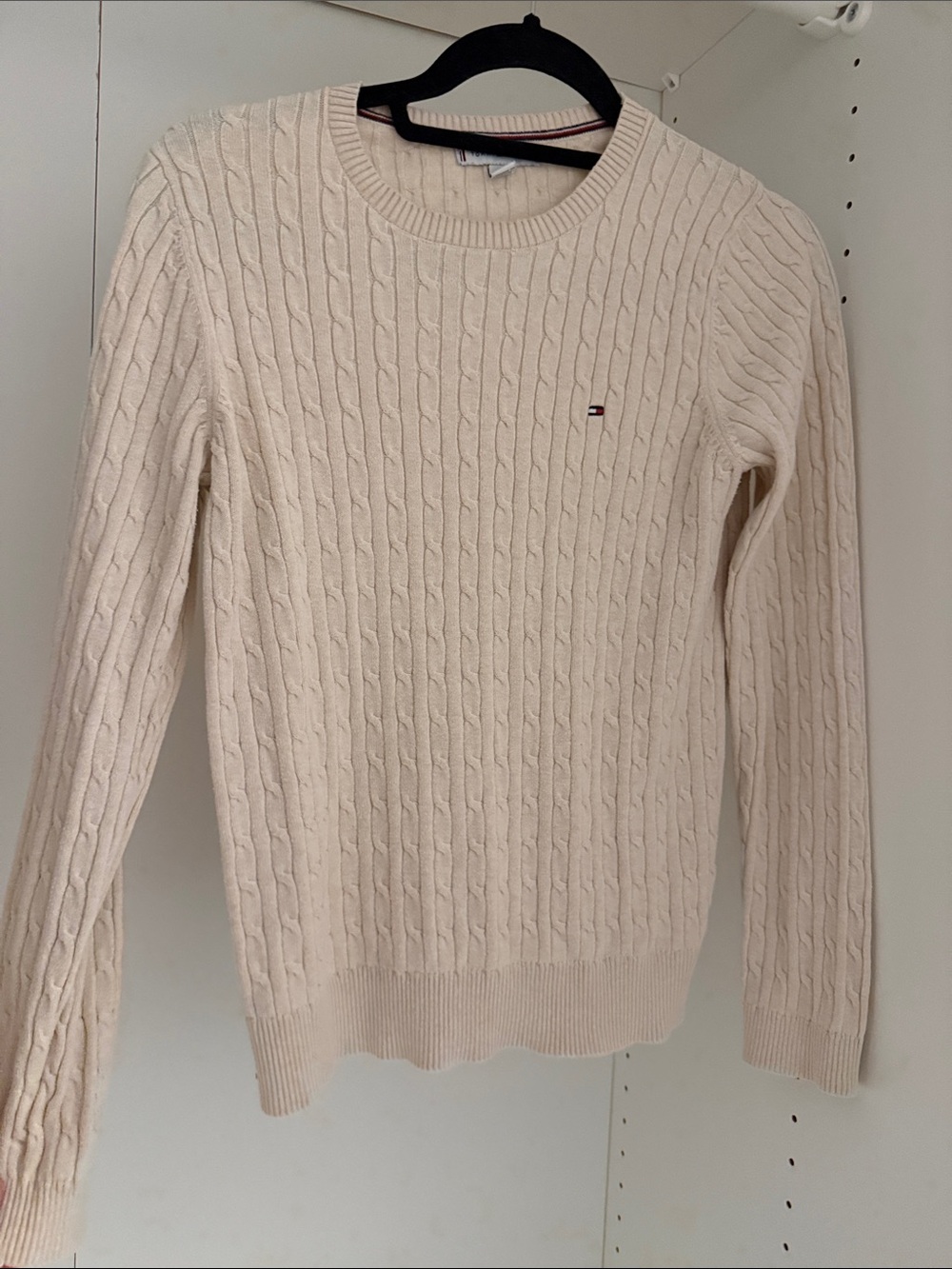 Tommy Hilfiger Cream Cable-Knit Crew Sweater